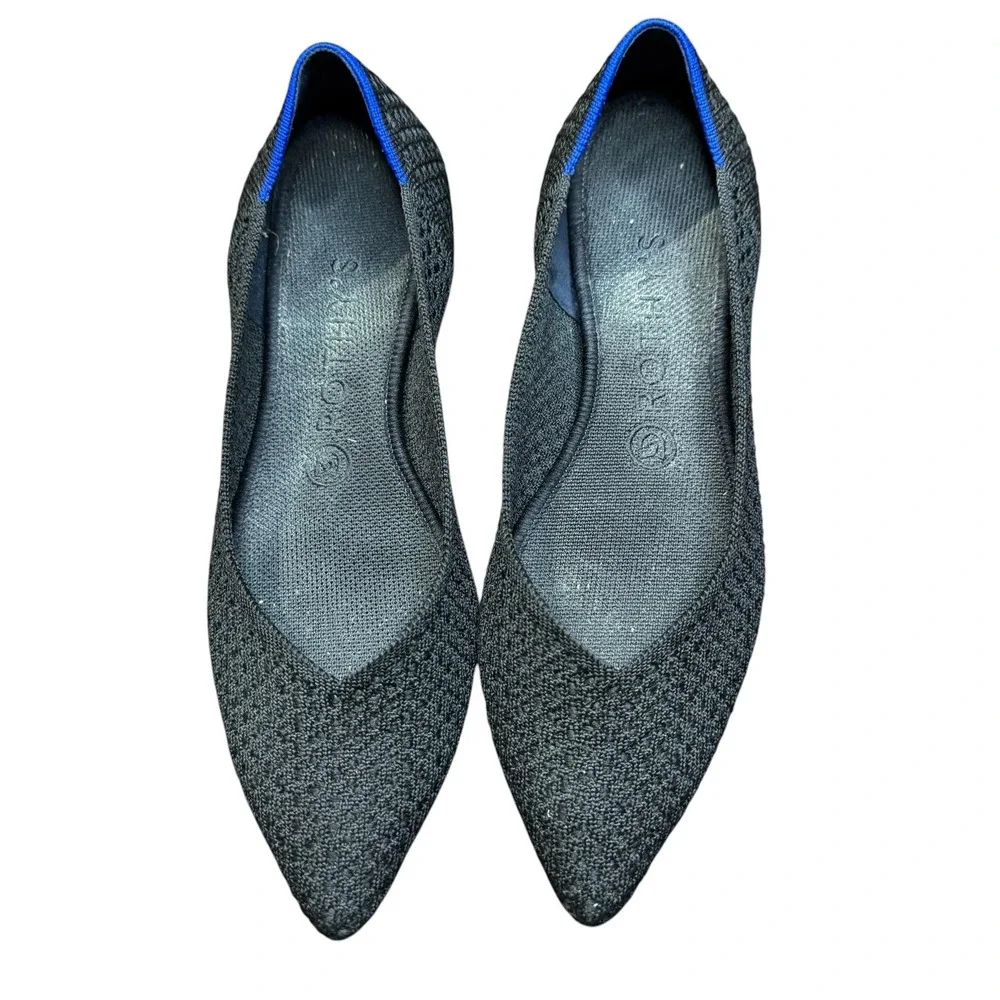 Rothy's The Point Shoes Womens Size 8.5 Black Knit Pointed Toe Flats Comfort
